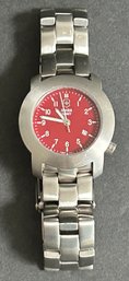 Made In Switzerland  Victorinox Red Face Wristwatch V7-01 New Battery Installed Tested Runs Perfectly