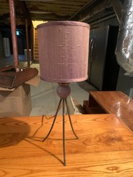 Small Table Lamp In A Tripod Metal Base