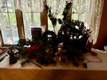 Christmas Garland, Wreath, Tree Skirt, Ribbon,