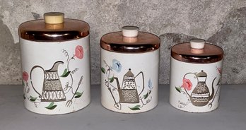 Lot Of Three Mid Century Canisters By Ransburg