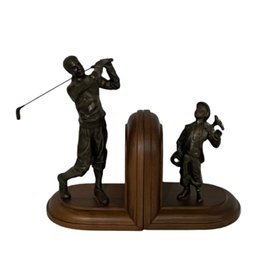 Golfer And Caddy Bookends