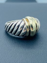 David Yurman Metro Two Tone Dome Ring - Sterling & 14k Yellow Gold