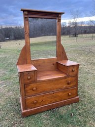 Vintage Solid Wood Dresser With Mirror