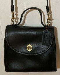 Petite Coach Black Leather Handbag, Handle & Crossbody