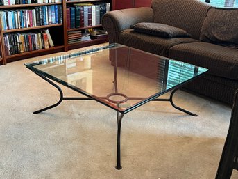 Wrought Iron And Squared Glass Top Coffee Table