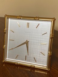 Vintage Tiffany & Co Brass Desk Clock Swiss #594 8 Days 4x4