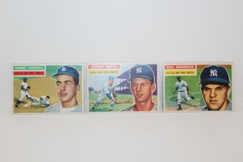 3 Nice 1956 Topps Baseball Yankees Cards - Bill ' Moose' Skowron- Tommy Carroll- Johnny Kucks