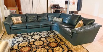 Fabulous Green Leather Sectional