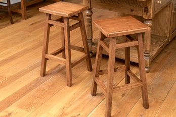 Pair Of Wooden Barstools