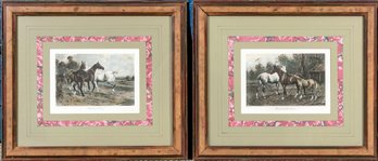 Set Of Two Antique Hand Colored Engravings