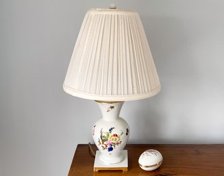 Herend Hungarian Porcelain Table Lamp With Limoges Porcelain Egg