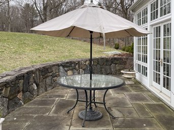Outdoor Dining Table With Sun Umbrella And Stand