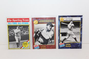 1976 Topps Baseball #345 Babe Ruth Sporting News Card - 1990 SI Kids Babe Ruth #216 - 1992 SI Kids Gehrig #108