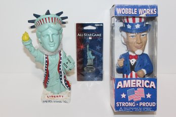 Patriotic Flare - Uncle Sam Bobble - Statue Of Liberty Bobble - 2008 MLB All-star Pin
