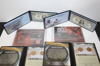 Displayed Coins & Currency - Indian Head Cents - Buffalo Nickels -Sacagawea Dollars & More