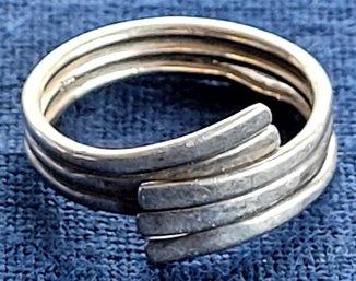 Nice Vintage Three Strand Sterling Silver Wrap Around Modernist Ring