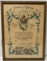 Vintage Framed 1929 Christian Baptismal Certificate - Audrey Louise Troutman Born 1929 Denver PA - Handwritten