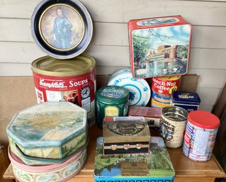 Vintage Tin Lot Including A Very Old Whitmans Chocolate Tin