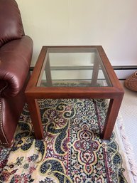 Solid Wooden Framed Glass Top Side Table