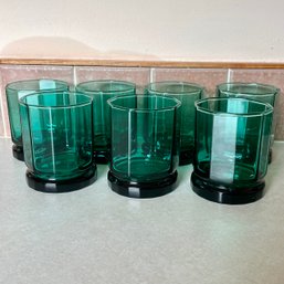 Lot Of 7 Anchor Hocking Deep Green Glasses