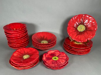 Collection Of Red Poppins Brand Plates