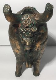 Vintage Bronze Color, Sculpture Ceramic Bull, Figurine