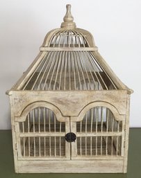 White Wash Wooden Decorative Birdcage
