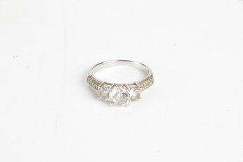 Stunning 3 Stone Ring In Sterling Silver -Size 8.5