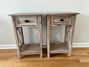 Pair Of Distressed Wood Night Stands