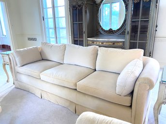 Custom Velvet Three Seat Low Profile Sofa