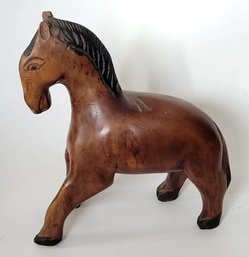 Vintage Hand Carved Folk Art Wood Horse Figurine