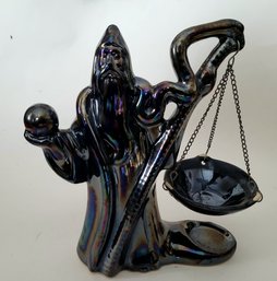 Cool Iridescent Black Fantasy Wizard Ceramic Vintage Oil Warmer Tea Light Scent Diffuser