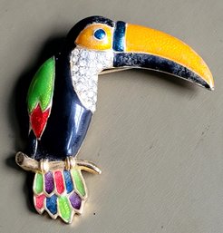 Vintage Colorful Toucan Parrot Bird Brooch