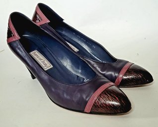 Fancy Ladies Mid Height Heel Italian Made Buttery Leather Pumps