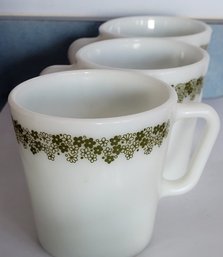 3 Mid Century Modern Milk Glass Pyrex Mugs