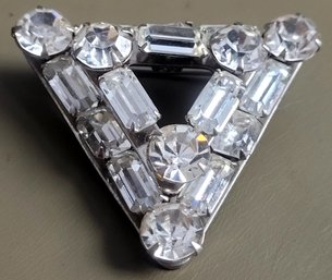 Vintage  Triangle Large Glass Crystals Brooch