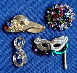 Pretty Lot Of Brooches Including Hat, Mardi Gras Mask And More...