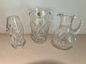 Lead Crystal Vase, Pitcher, Large Vase, Czech Republic