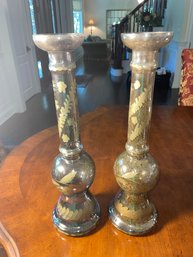 Gold Filigree Ornate Candle Holders  17'