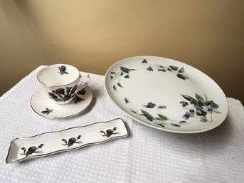 English Staffordshire, And China From England, Cake Plate, Teacup, Pen Holder,