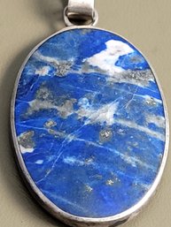 Pretty Oval Sterling Silver & Lapis Lazuli Pendant
