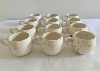 12 Multi-Colored Ceramic Mugs