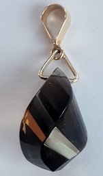 Beautiful Vintage 14k Gold & Faceted Smokey Quartz Pendant