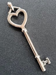 Key To Your Heart - Sterling Silver Heart Key Pendant