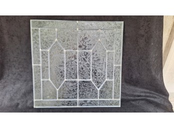 LOT OF 4 LEADED GLASS WINDOWS  17 INCHES SQUARE