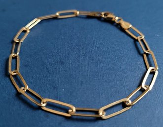 Pretty Gold Over Sterling Silver Paper Clip Link Bracelet - Made In Italy