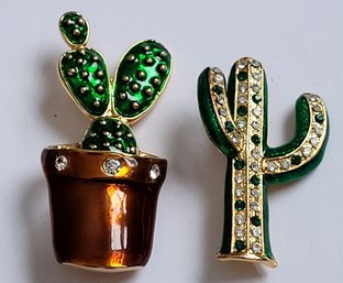 Two Cute Colorful Cactus Brooches