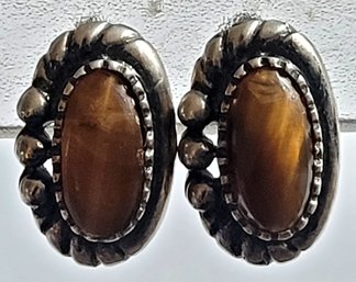 Beautiful Southwestern Tigers Eye Sterling Silver Earrings