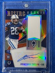 2020 Panini Rising Rookie Phoenix Jonathan Taylor Rookie Patch Auto Card #RR-JT Numbered 31/75