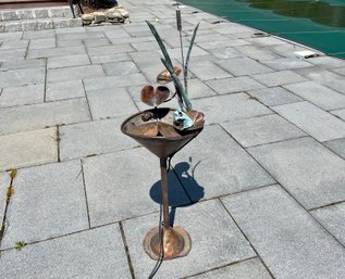 Frog & Lily Pad Standing Copper Water Feature Garden Decor - Electric Powered